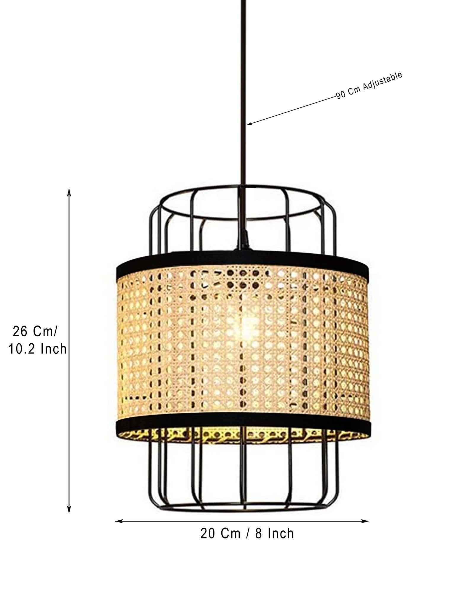 10" Hand Woven Natural Rattan Cane Webbing Wicker Pendant Light Fixtures, Boho Pendant Lights with Rattan Basket Shade for Farmhouse Kitchen Island Dining Room Living Room