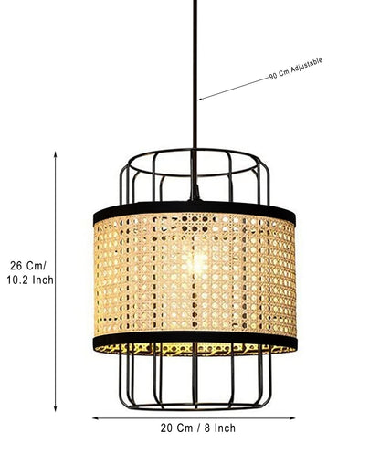 10" Hand Woven Natural Rattan Cane Webbing Wicker Pendant Light Fixtures, Boho Pendant Lights with Rattan Basket Shade for Farmhouse Kitchen Island Dining Room Living Room