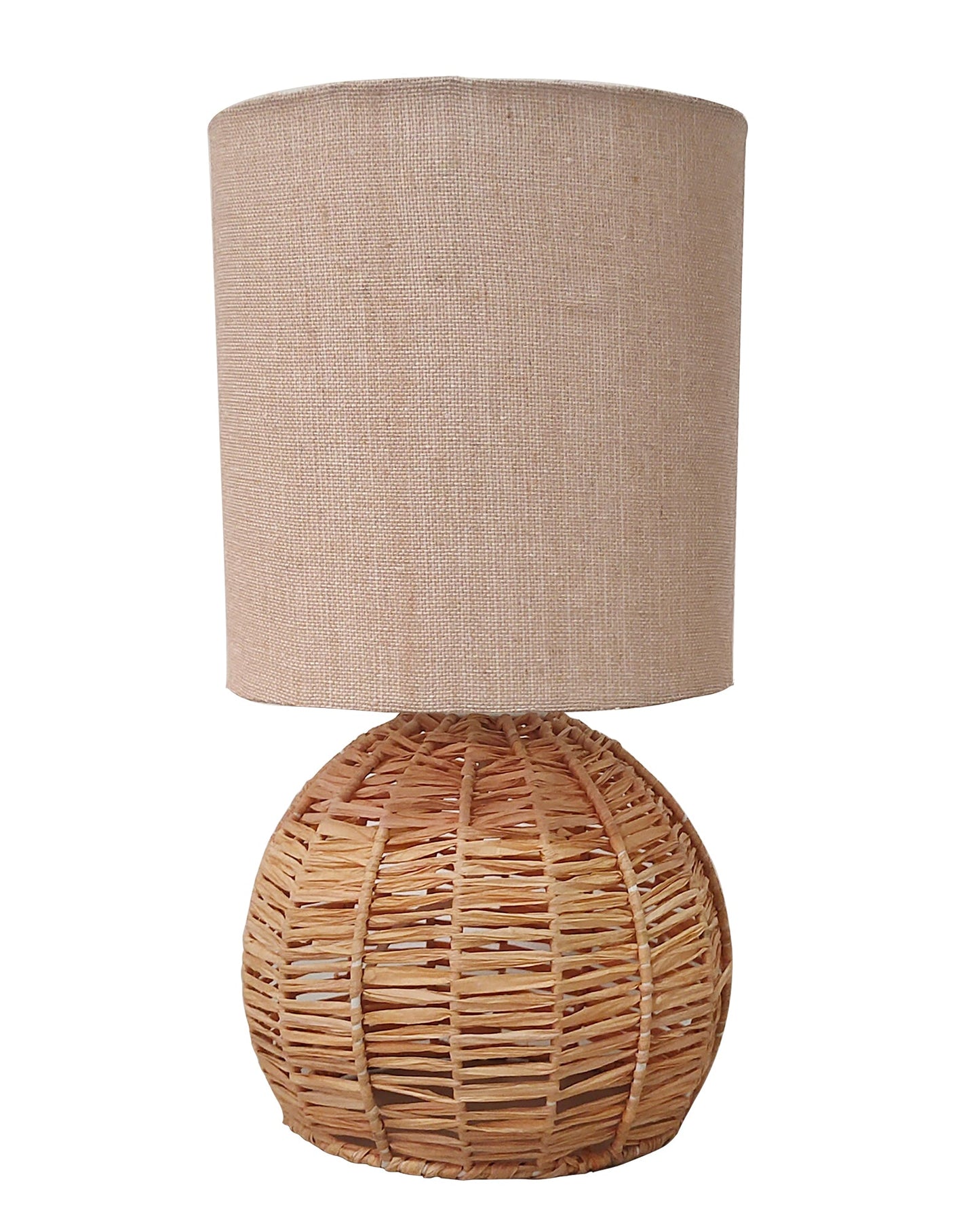 Homesake® Shade Rattan Table Lamp for Bedroom & Living Room, Natural Wicker Bedside Lamp for Bedroom, Living Room & Home Décor, E27 Holder, Livra, Scandinavian, Minimal Style Lighting (Round, Jute)