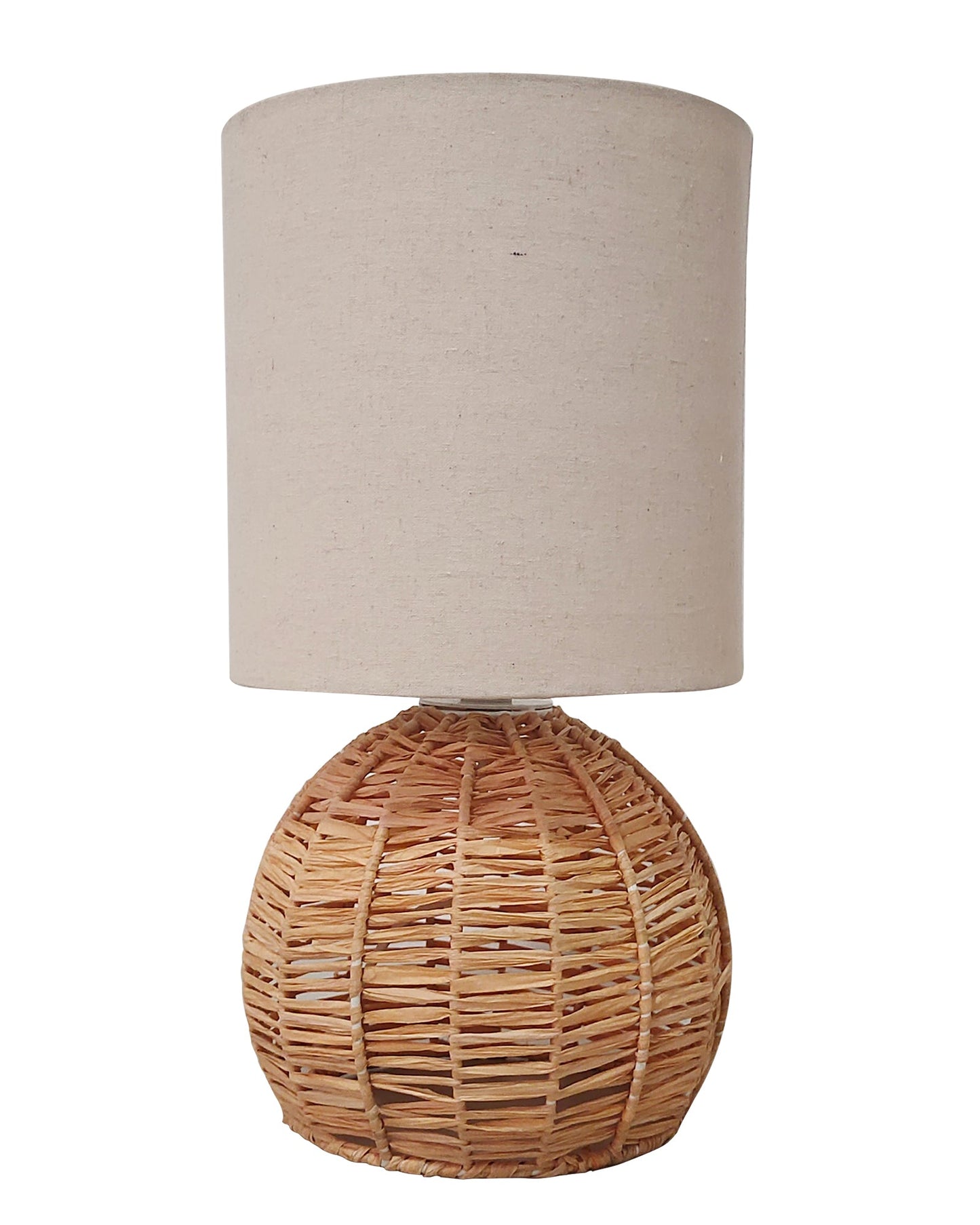 Homesake® Shade Rattan Table Lamp for Bedroom & Living Room, Natural Wicker Bedside Lamp for Bedroom, Living Room & Home Décor, E27 Holder, Livra, Scandinavian, Minimal Style Lighting (Round, Jute)
