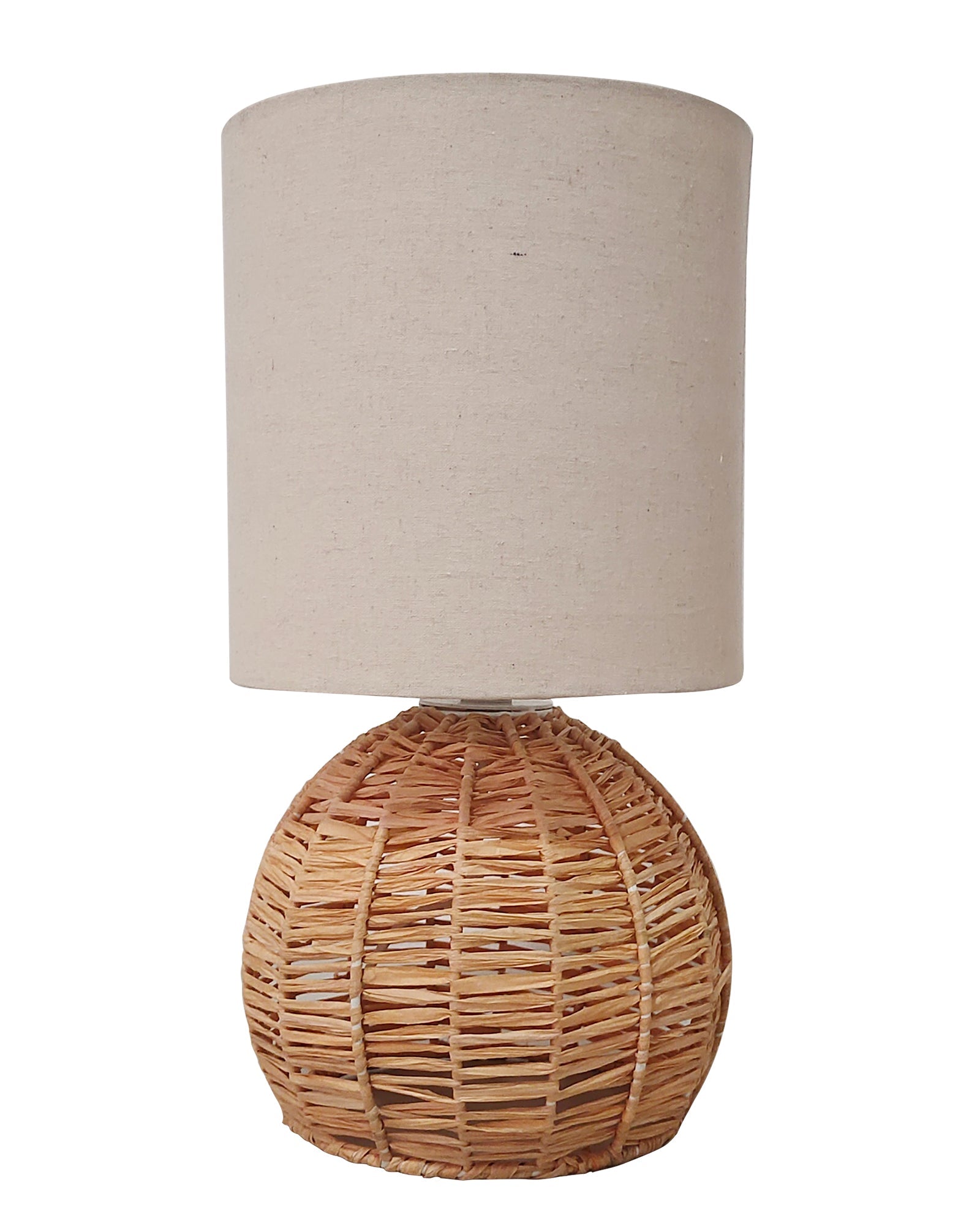 Homesake® Shade Rattan Table Lamp for Bedroom & Living Room, Natural Wicker Bedside Lamp for Bedroom, Living Room & Home Décor, E27 Holder, Livra, Scandinavian, Minimal Style Lighting (Round, Jute)