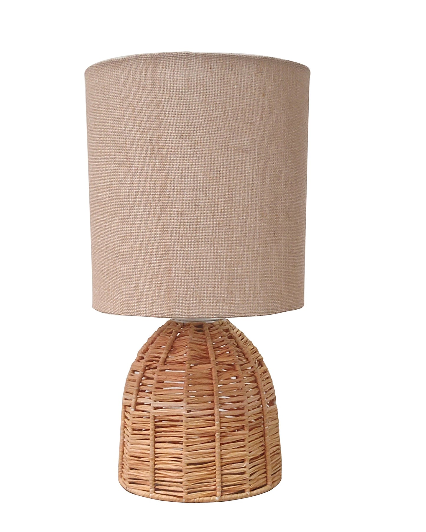 Homesake® Raffia Rattan Table Lamp with Fabric Shade, Small Nightstand Lamp, Natural Wicker Bedside Lamp for Bedroom, Living Room, Study & Home Décor, Livra Collection | E27 Holder