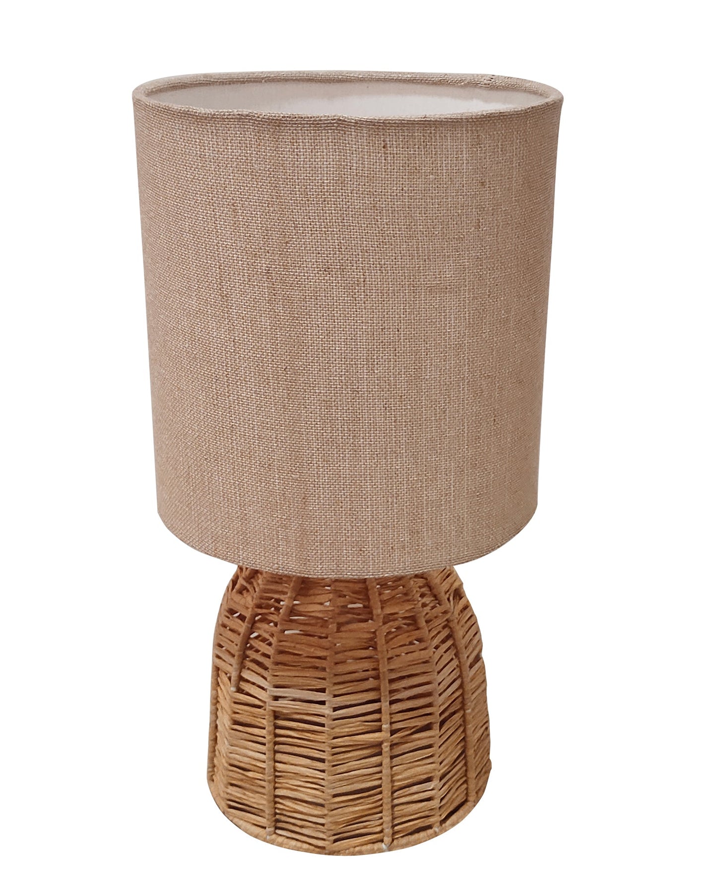 Homesake® Raffia Rattan Table Lamp with Fabric Shade, Small Nightstand Lamp, Natural Wicker Bedside Lamp for Bedroom, Living Room, Study & Home Décor, Livra Collection | E27 Holder