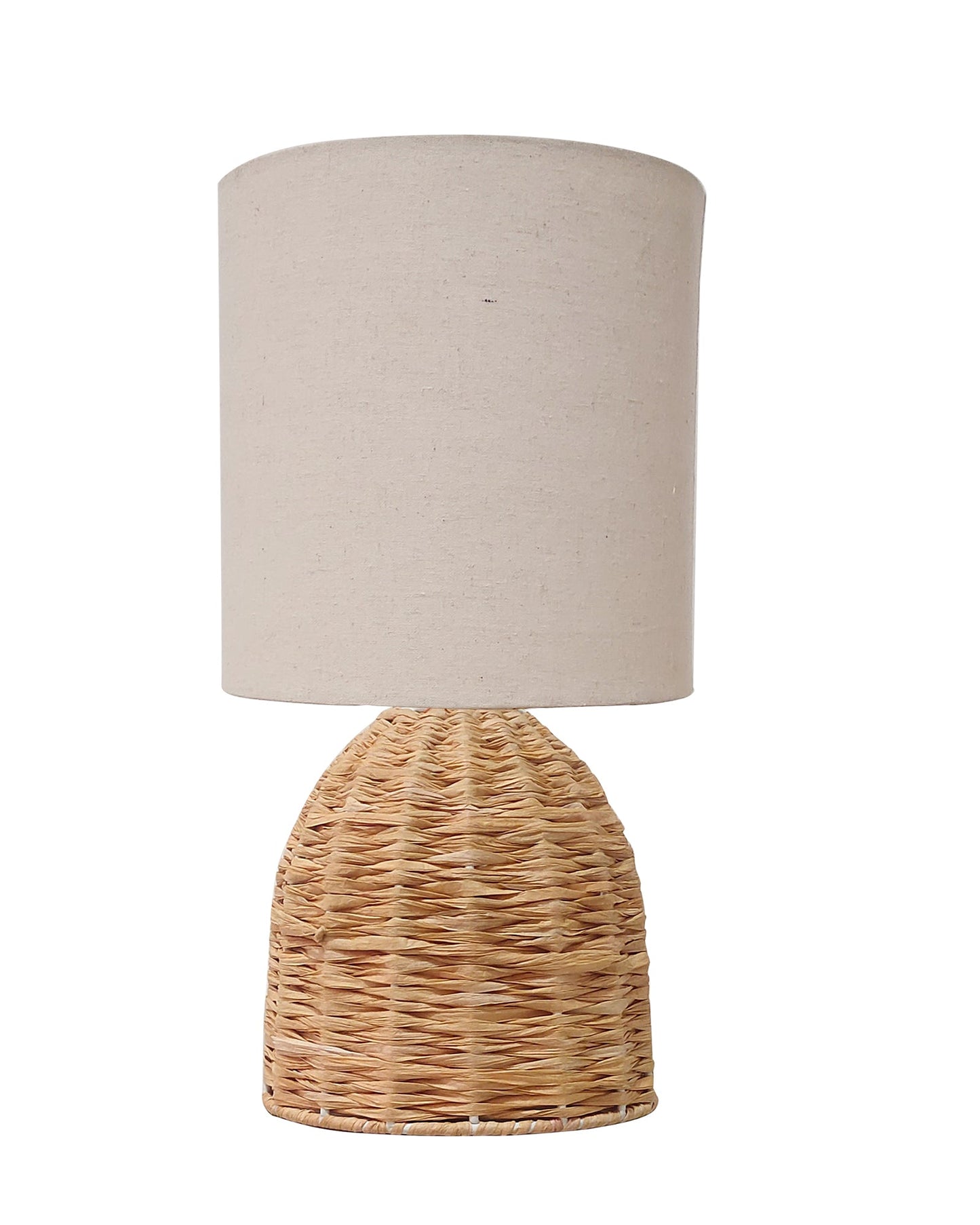 Homesake® Raffia Rattan Table Lamp with Fabric Shade, Small Nightstand Lamp, Natural Wicker Bedside Lamp for Bedroom, Living Room, Study & Home Décor, Livra Collection | E27 Holder