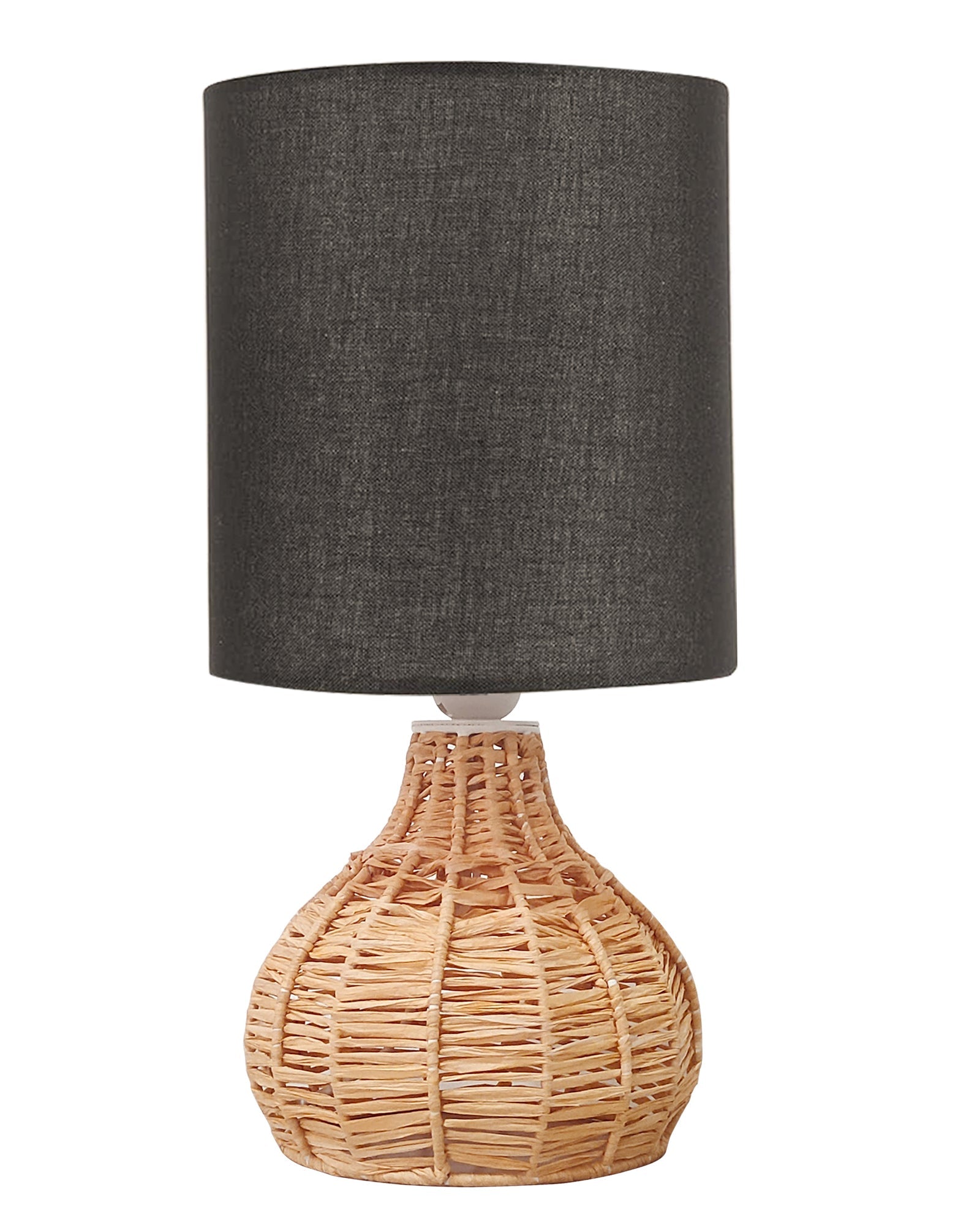 Homesake® Raffia Rattan Table Lamp, Small Nightstand Lamp with Linen Fabric Lampshade, Bedside Lamp for Bedroom, Living Room, Study & Livra Home Décor | Warm Ambient Lighting (Spinning, Jute)