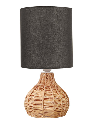 Homesake® Raffia Rattan Table Lamp, Small Nightstand Lamp with Linen Fabric Lampshade, Bedside Lamp for Bedroom, Living Room, Study & Livra Home Décor | Warm Ambient Lighting (Spinning, Jute)
