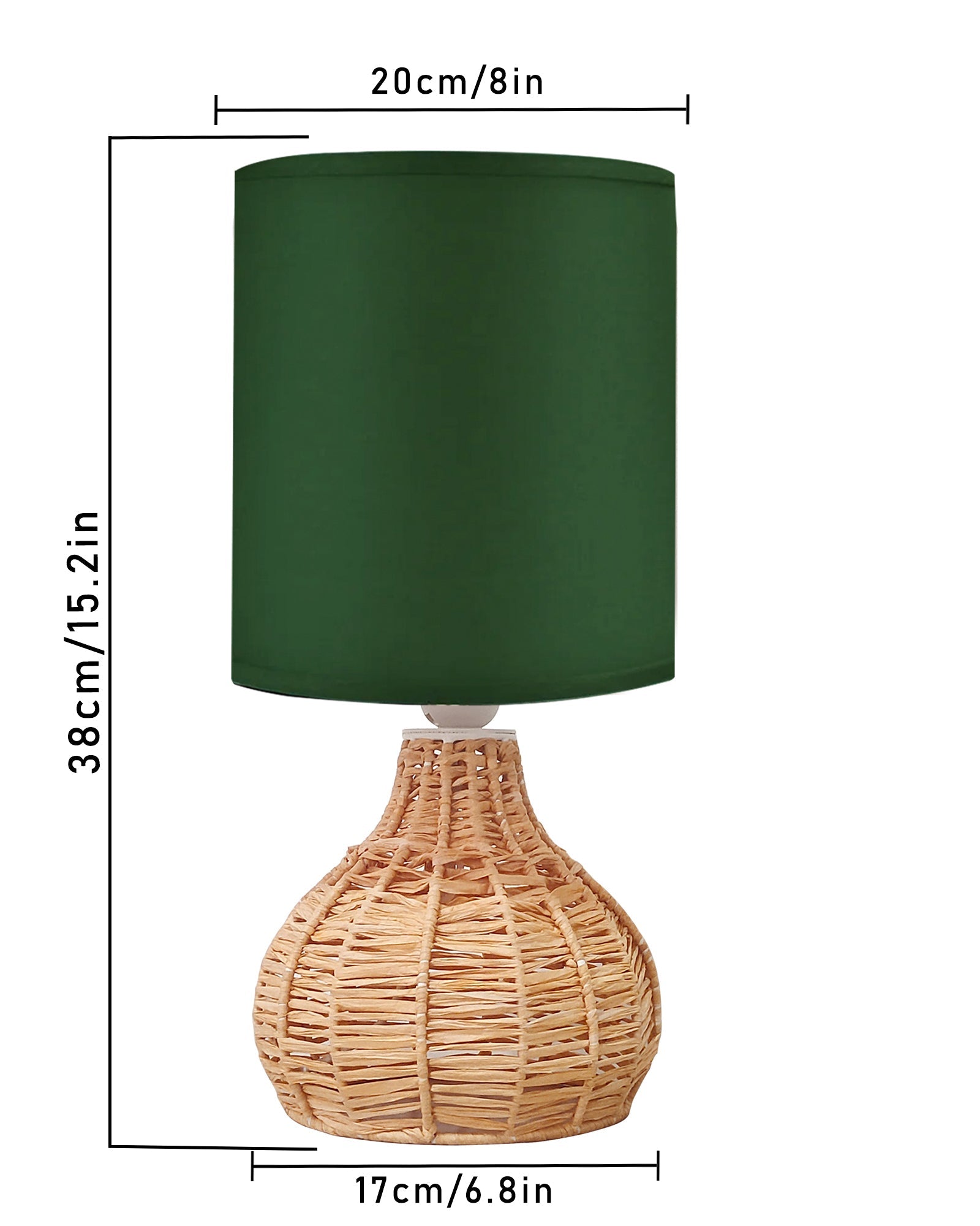 Homesake® Raffia Rattan Table Lamp, Small Nightstand Lamp with Linen Fabric Lampshade, Bedside Lamp for Bedroom, Living Room, Study & Livra Home Décor | Warm Ambient Lighting (Spinning, Jute)