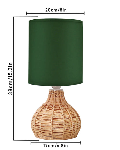 Homesake® Raffia Rattan Table Lamp, Small Nightstand Lamp with Linen Fabric Lampshade, Bedside Lamp for Bedroom, Living Room, Study & Livra Home Décor | Warm Ambient Lighting (Spinning, Jute)