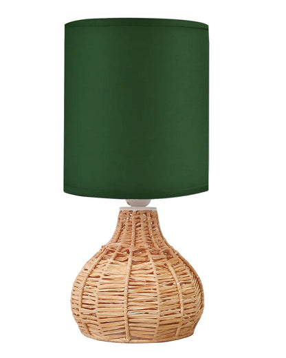 Homesake® Raffia Rattan Table Lamp, Small Nightstand Lamp with Linen Fabric Lampshade, Bedside Lamp for Bedroom, Living Room, Study & Livra Home Décor | Warm Ambient Lighting (Spinning, Jute)