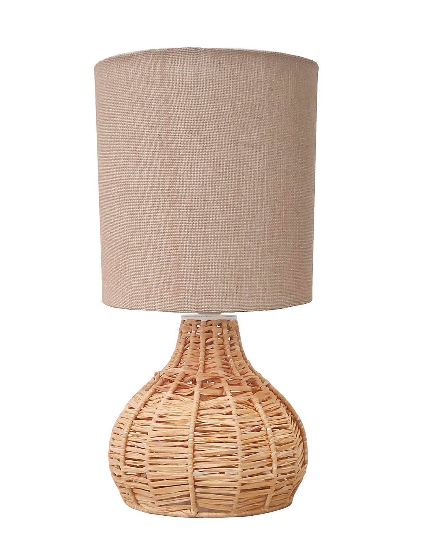 Homesake® Raffia Rattan Table Lamp, Small Nightstand Lamp with Linen Fabric Lampshade, Bedside Lamp for Bedroom, Living Room, Study & Livra Home Décor | Warm Ambient Lighting (Spinning, Jute)