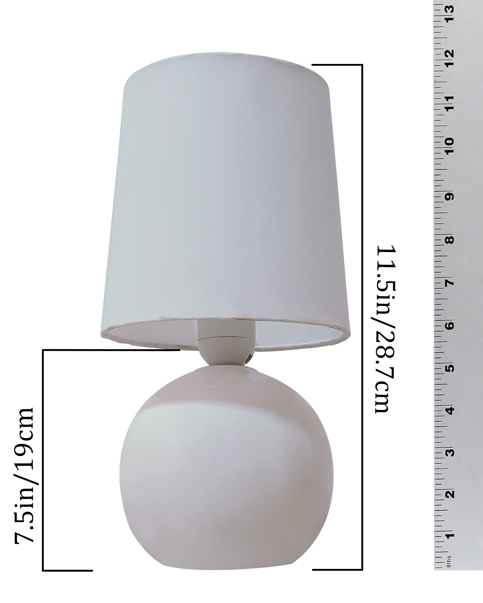 Bedside Ceramic Table Lamp, Classic Desk lamp for Living Room Bedroom, Farmhouse Nightstand Lamps Round with Fabric Shade