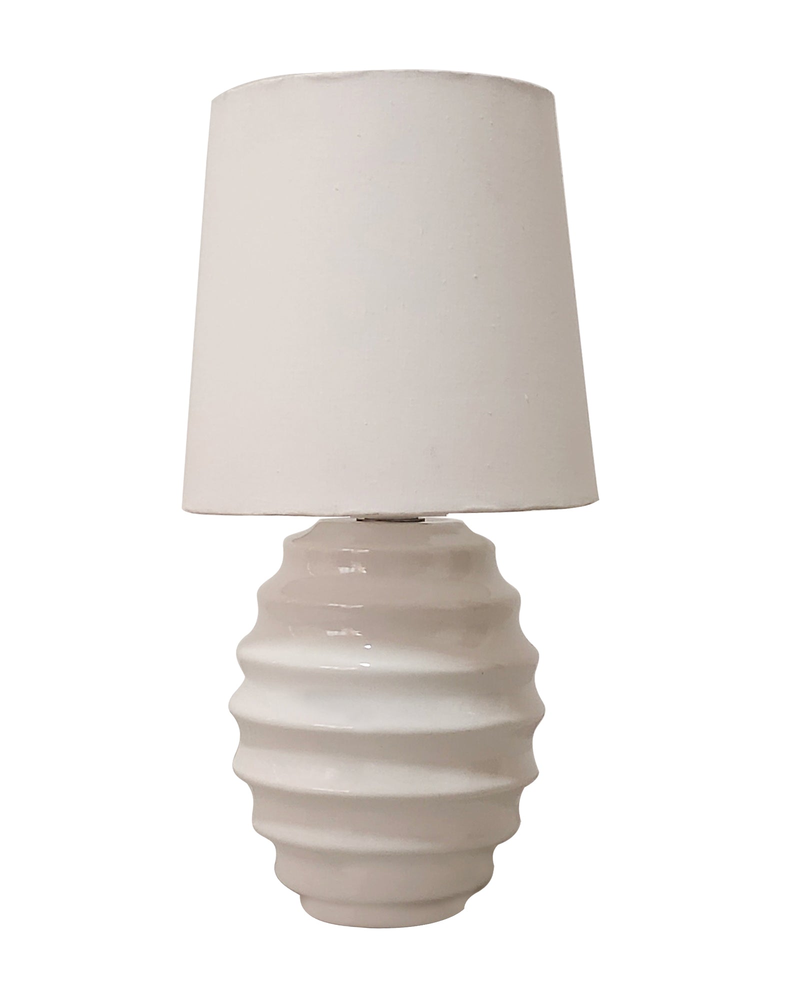 Homesake® Bedside Ceramic Table Lamp, Classic Desk lamp for Living Room Bedroom, Farmhouse Nightstand Lamps Ribbed with White Fabric Shade