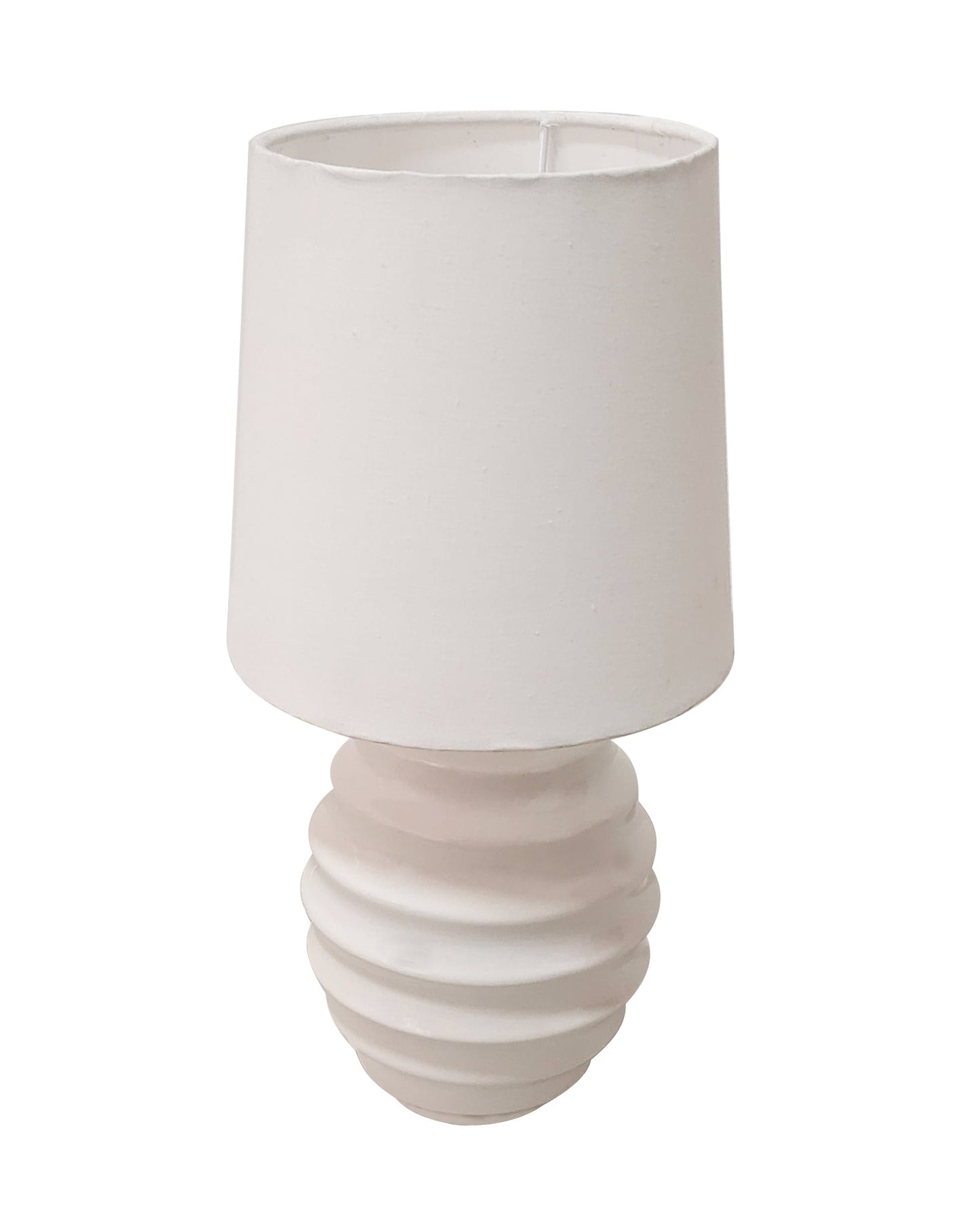Homesake® Bedside Ceramic Table Lamp, Classic Desk lamp for Living Room Bedroom, Farmhouse Nightstand Lamps Ribbed with White Fabric Shade