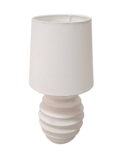 Homesake® Bedside Ceramic Table Lamp, Classic Desk lamp for Living Room Bedroom, Farmhouse Nightstand Lamps Ribbed with White Fabric Shade