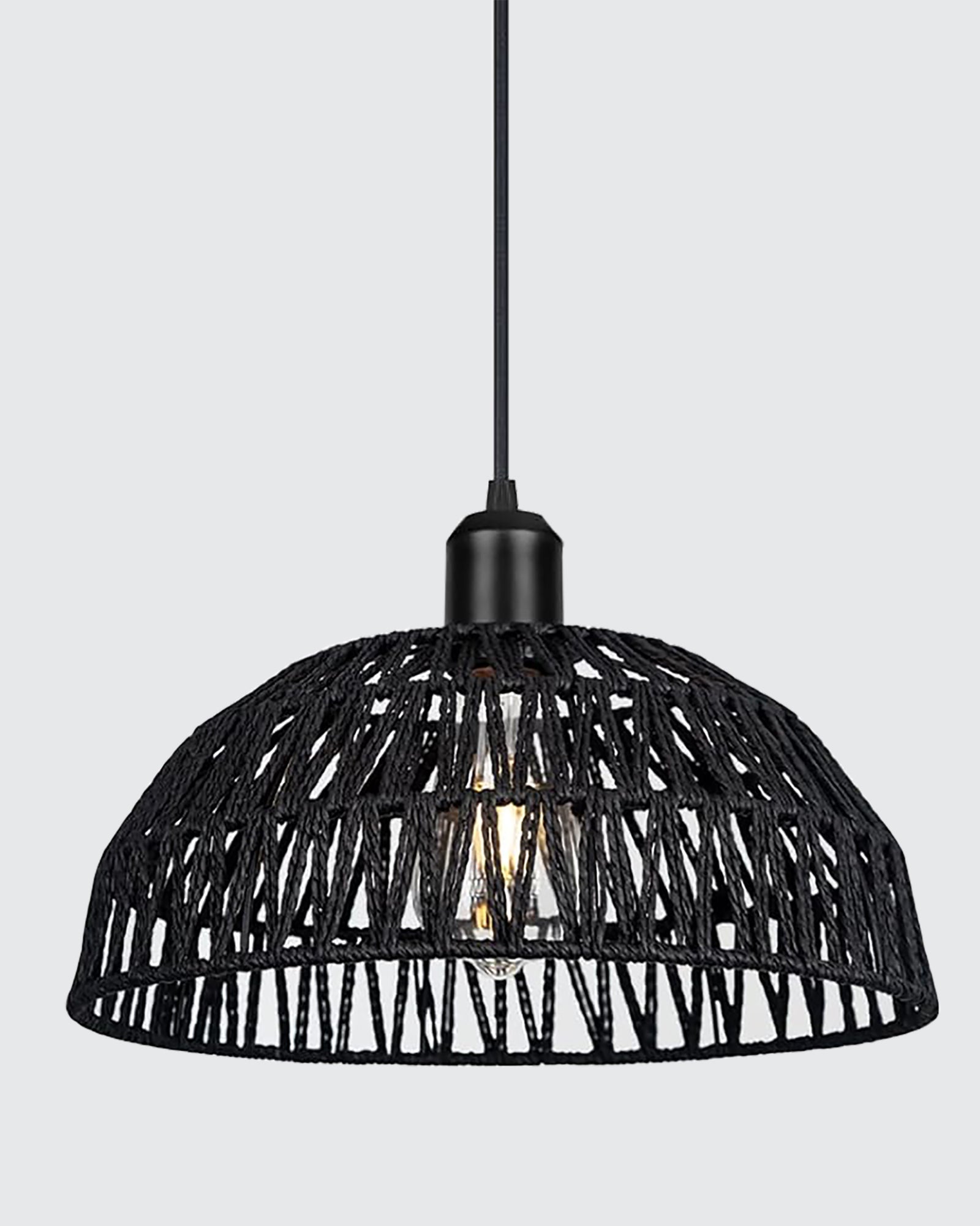 Woven Boho Macrame Pendant Light, Boho Hanging Lamp Kitchen Island, Farmhouse Coastal Wicker Adjustable Chandeliers Basket Light Fixture for Dining Room Kitchen Island.