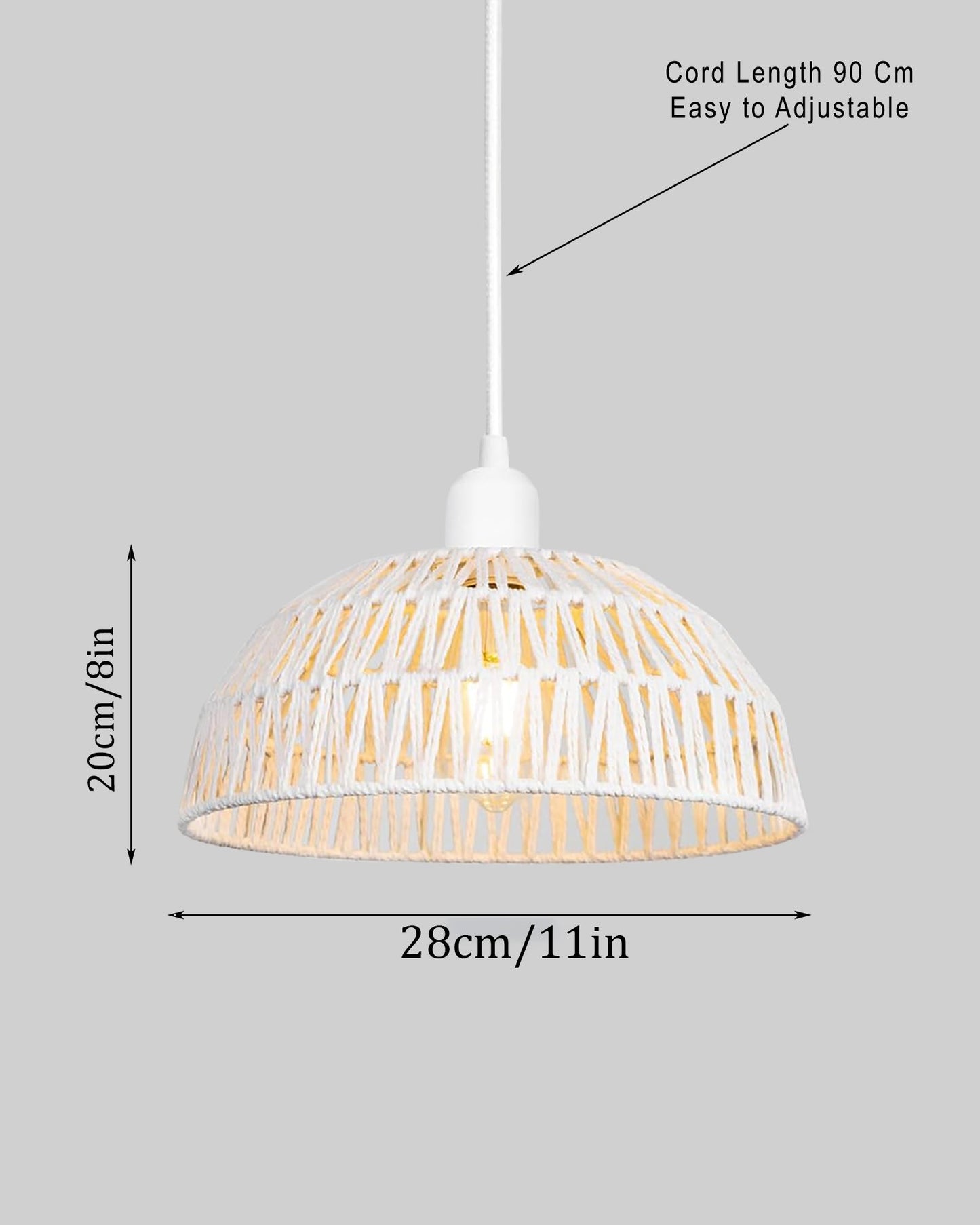 Woven Boho Macrame Pendant Light, Boho Hanging Lamp Kitchen Island, Farmhouse Coastal Wicker Adjustable Chandeliers Basket Light Fixture for Dining Room Kitchen Island.