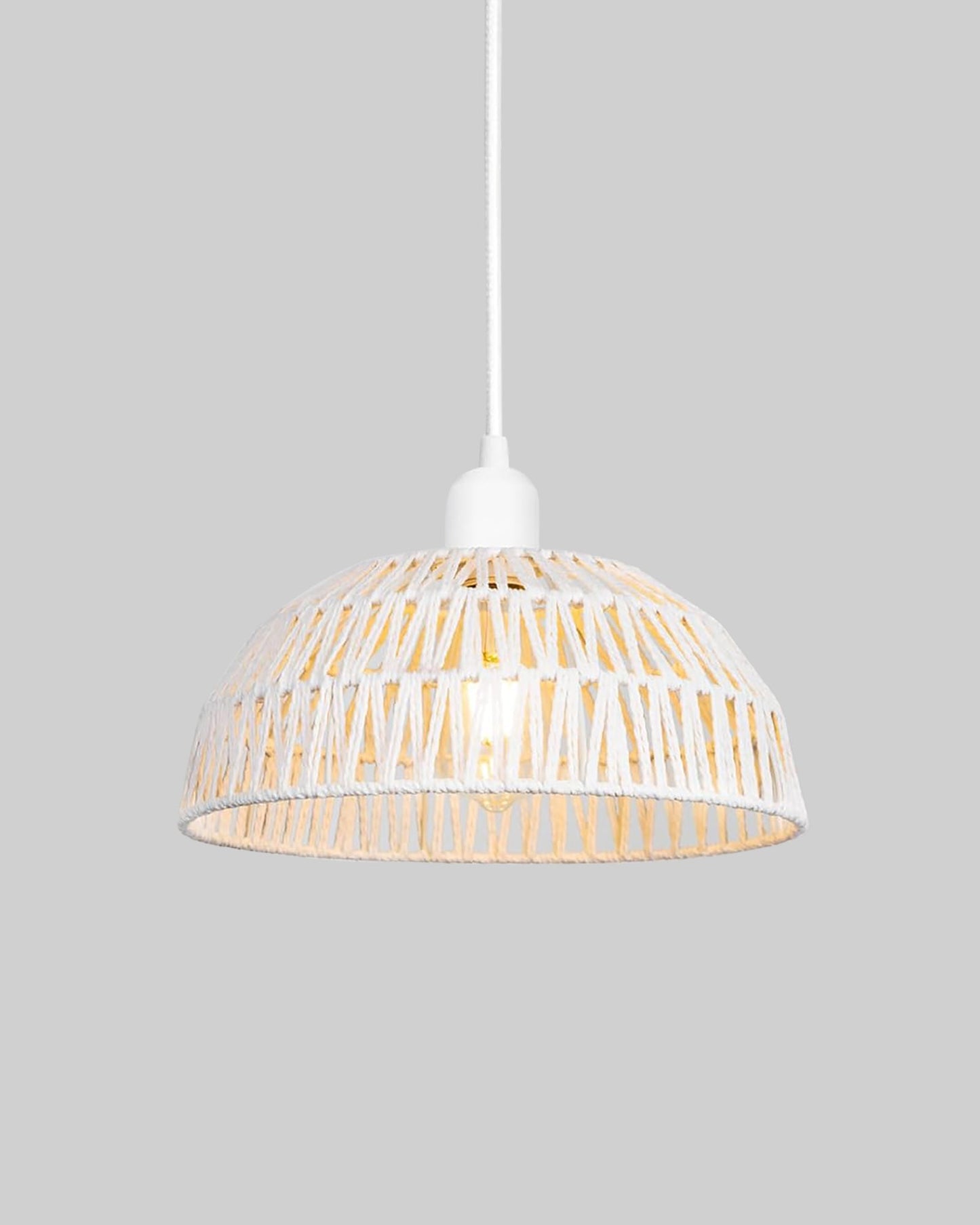 Woven Boho Macrame Pendant Light, Boho Hanging Lamp Kitchen Island, Farmhouse Coastal Wicker Adjustable Chandeliers Basket Light Fixture for Dining Room Kitchen Island.
