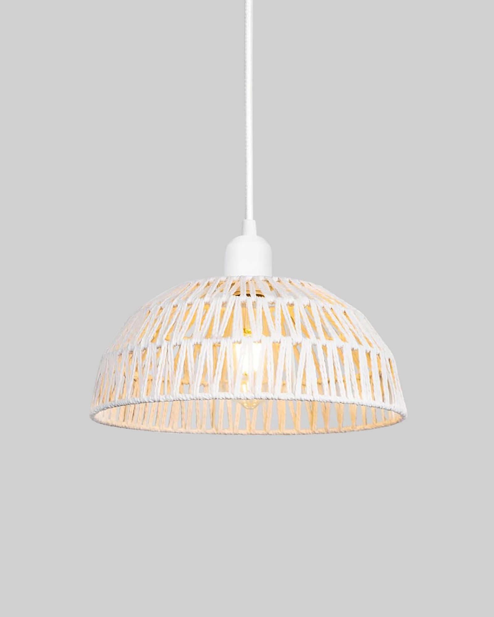 Woven Boho Macrame Pendant Light, Boho Hanging Lamp Kitchen Island, Farmhouse Coastal Wicker Adjustable Chandeliers Basket Light Fixture for Dining Room Kitchen Island.