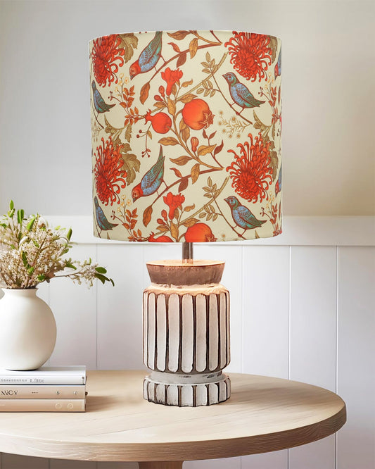 Homesake® Retro Farmhouse Table Lamp Wooden Base for Living Room Bedroom Rustic Linen Bedside Nightstand Lamps for Kids Room Study Office Home Decor Metal Shade