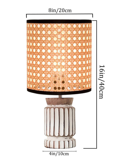 Homesake® Retro Farmhouse Table Lamp Wooden Base for Living Room Bedroom Rustic Linen Bedside Nightstand Lamps for Kids Room Study Office Home Decor Metal Shade