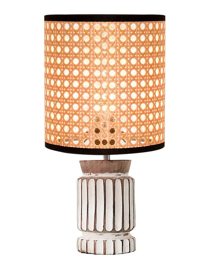 Homesake® Retro Farmhouse Table Lamp Wooden Base for Living Room Bedroom Rustic Linen Bedside Nightstand Lamps for Kids Room Study Office Home Decor Metal Shade