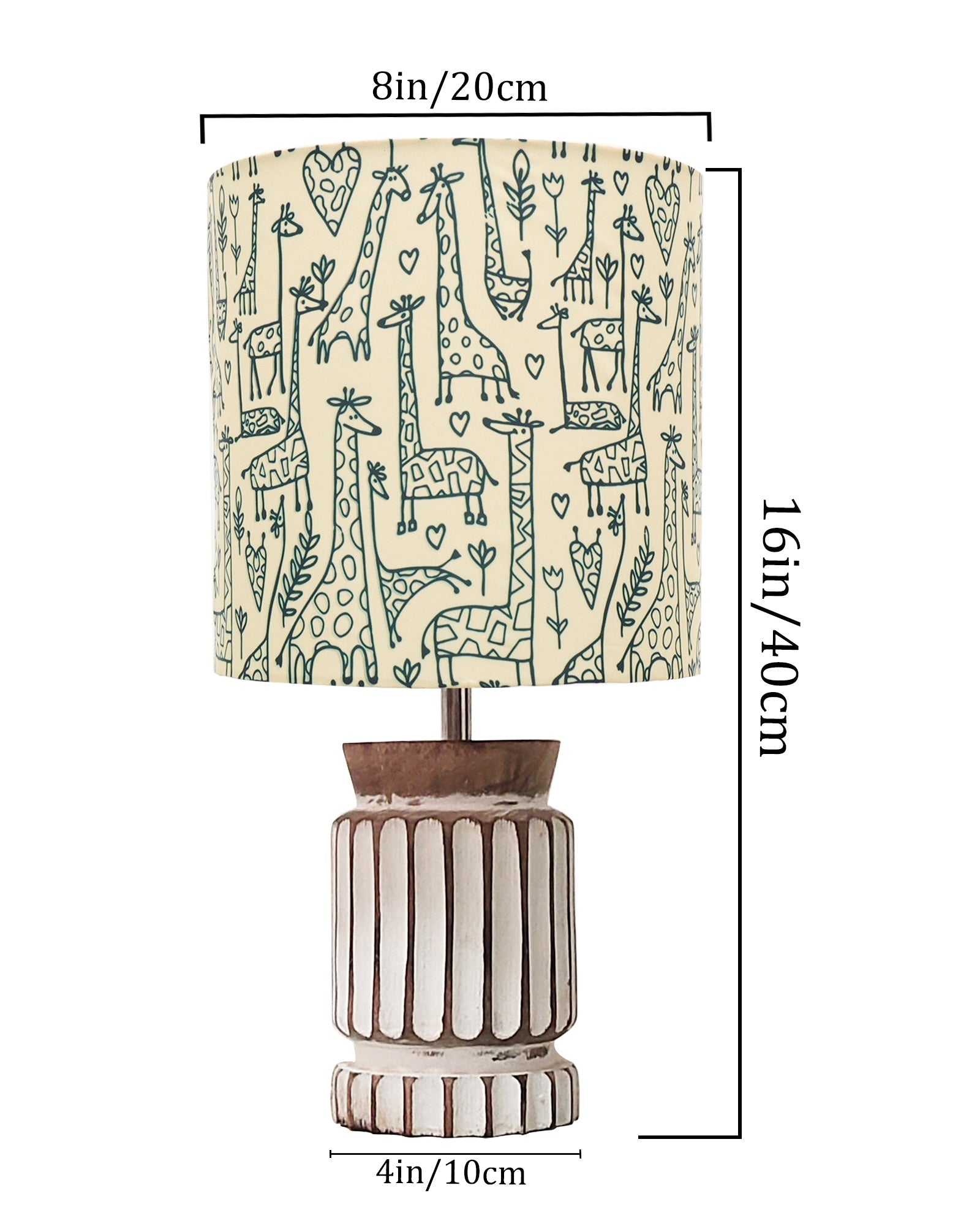 Homesake® Retro Farmhouse Table Lamp Wooden Base for Living Room Bedroom Rustic Linen Bedside Nightstand Lamps for Kids Room Study Office Home Decor Metal Shade