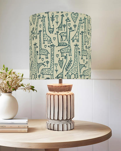 Homesake® Retro Farmhouse Table Lamp Wooden Base for Living Room Bedroom Rustic Linen Bedside Nightstand Lamps for Kids Room Study Office Home Decor Metal Shade