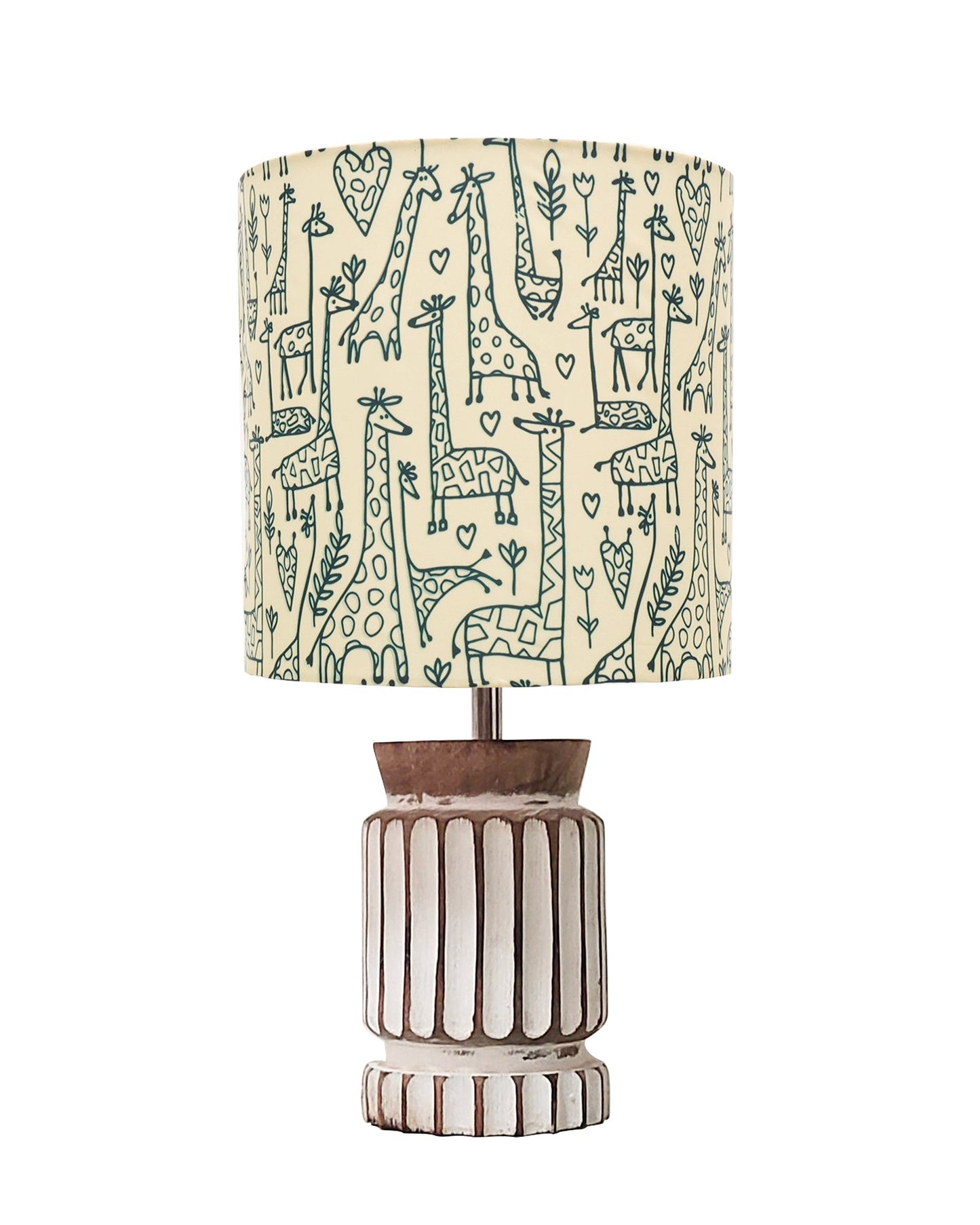 Homesake® Retro Farmhouse Table Lamp Wooden Base for Living Room Bedroom Rustic Linen Bedside Nightstand Lamps for Kids Room Study Office Home Decor Metal Shade