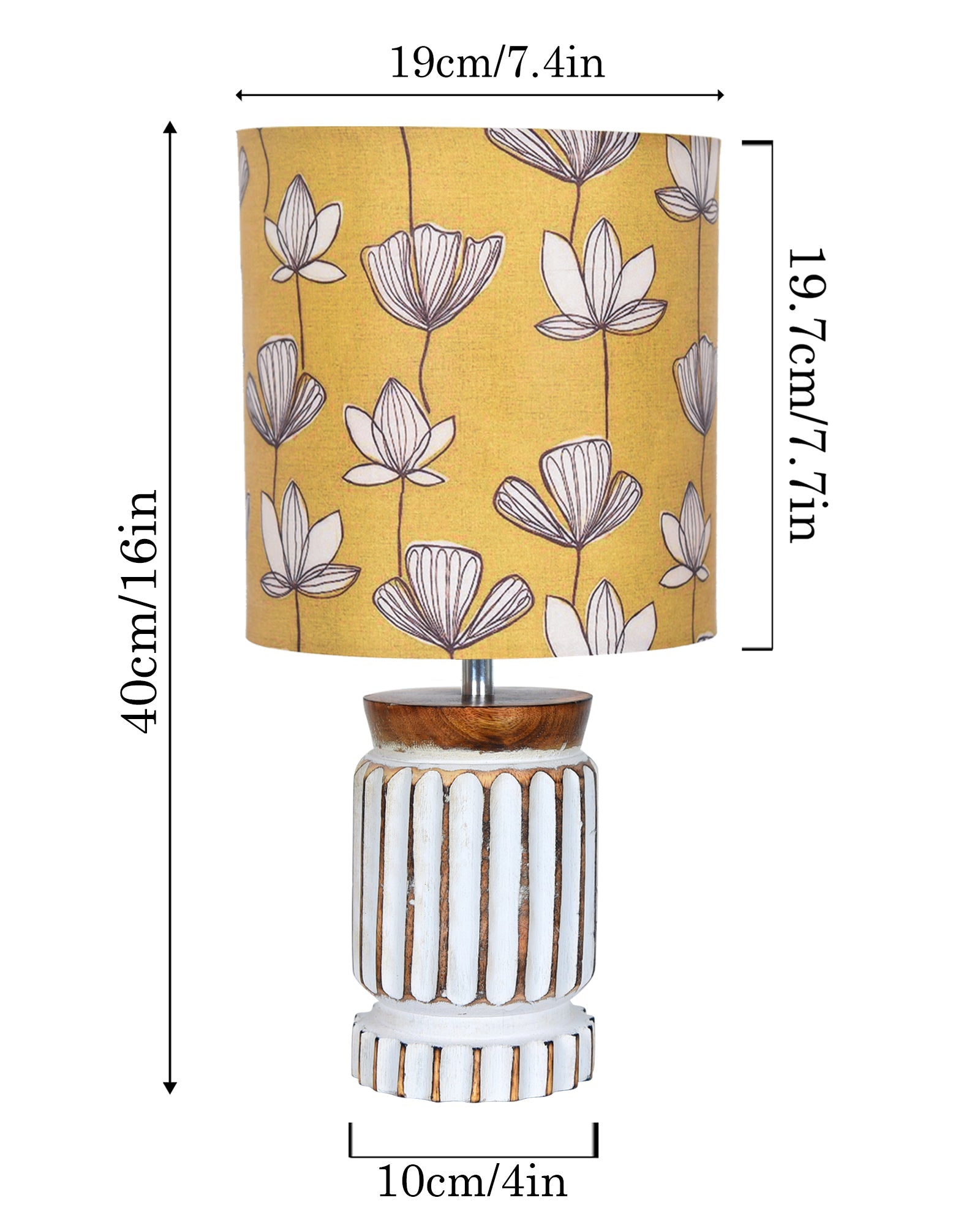Homesake® Retro Farmhouse Table Lamp Wooden Base for Living Room Bedroom Rustic Linen Bedside Nightstand Lamps for Kids Room Study Office Home Decor Metal Shade