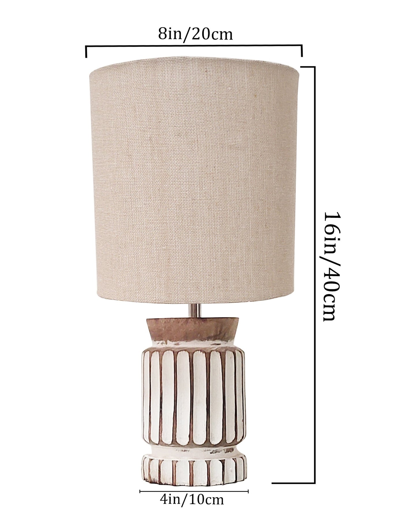 Homesake® Retro Farmhouse Table Lamp Wooden Base for Living Room Bedroom Rustic Linen Bedside Nightstand Lamps for Kids Room Study Office Home Decor Metal Shade