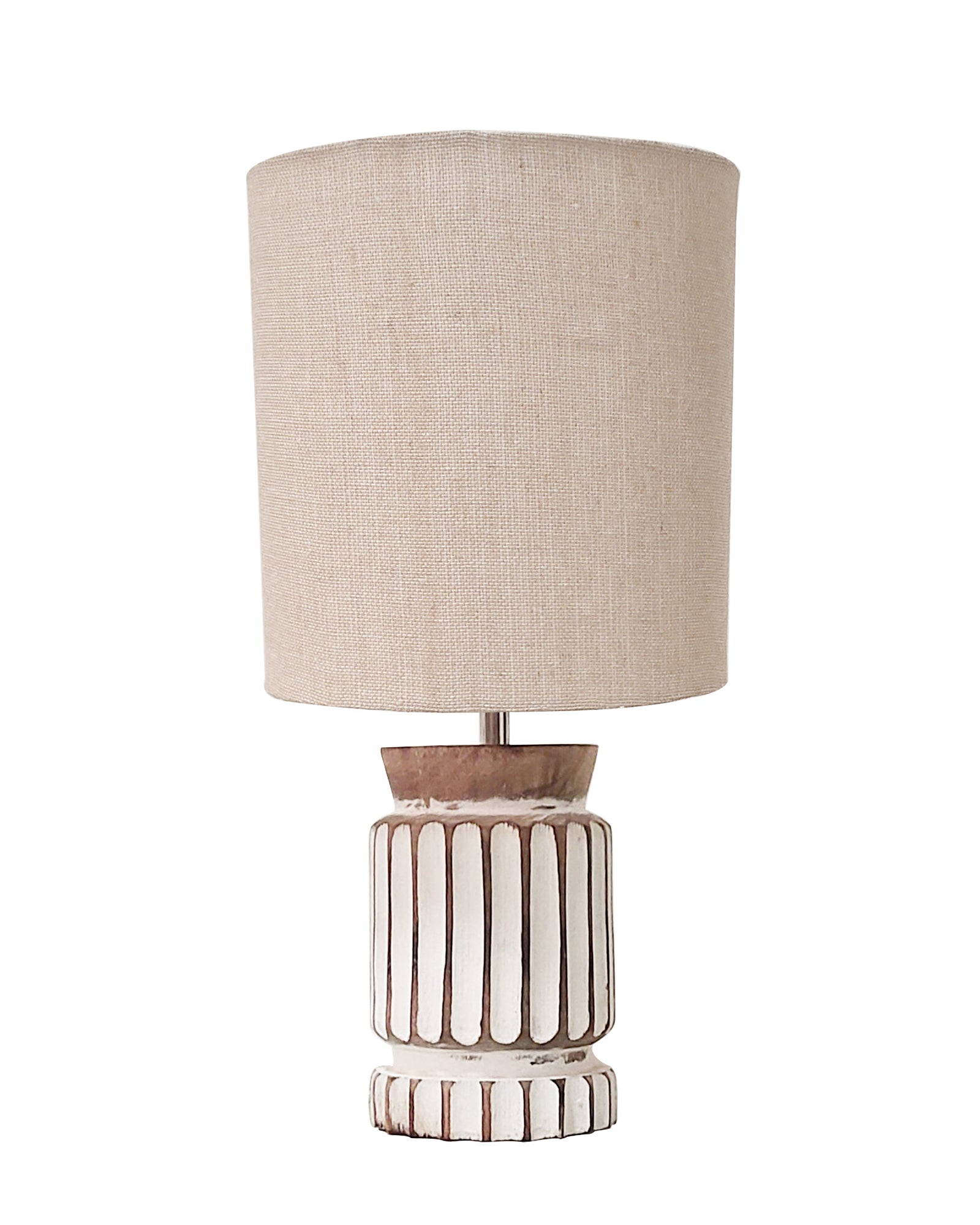 Homesake® Retro Farmhouse Table Lamp Wooden Base for Living Room Bedroom Rustic Linen Bedside Nightstand Lamps for Kids Room Study Office Home Decor Metal Shade