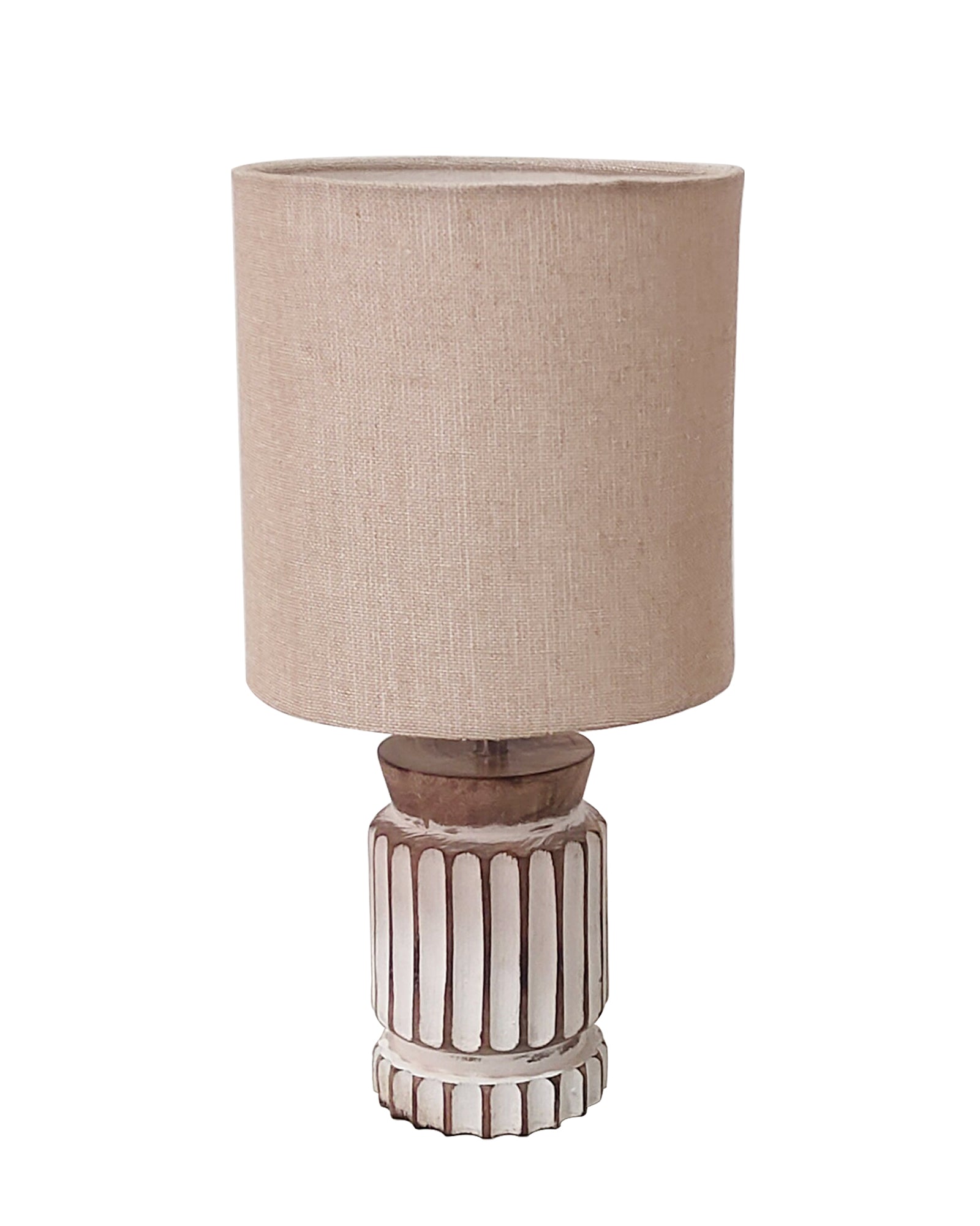 Homesake® Retro Farmhouse Table Lamp Wooden Base for Living Room Bedroom Rustic Linen Bedside Nightstand Lamps for Kids Room Study Office Home Decor Metal Shade