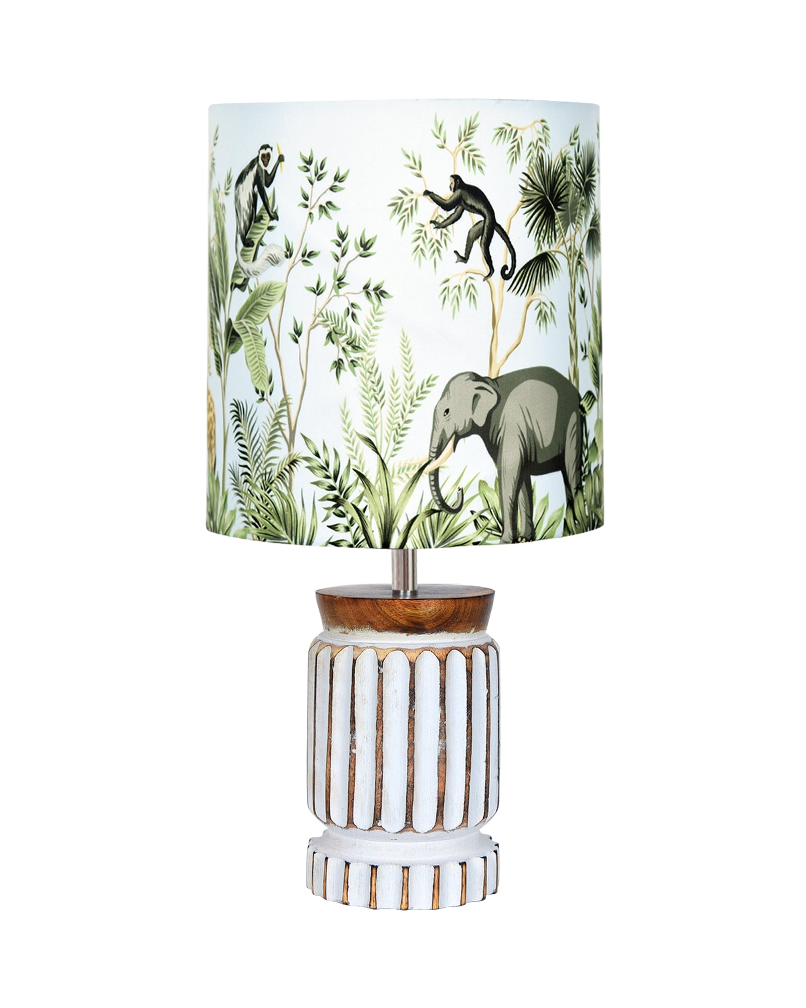 Homesake® Retro Farmhouse Table Lamp Wooden Base for Living Room Bedroom Rustic Linen Bedside Nightstand Lamps for Kids Room Study Office Home Decor Metal Shade