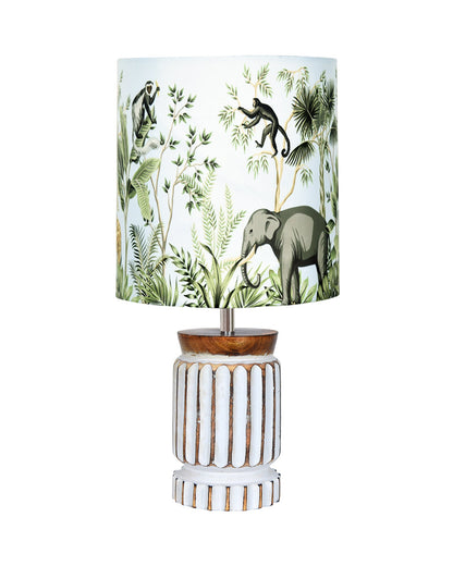 Homesake® Retro Farmhouse Table Lamp Wooden Base for Living Room Bedroom Rustic Linen Bedside Nightstand Lamps for Kids Room Study Office Home Decor Metal Shade