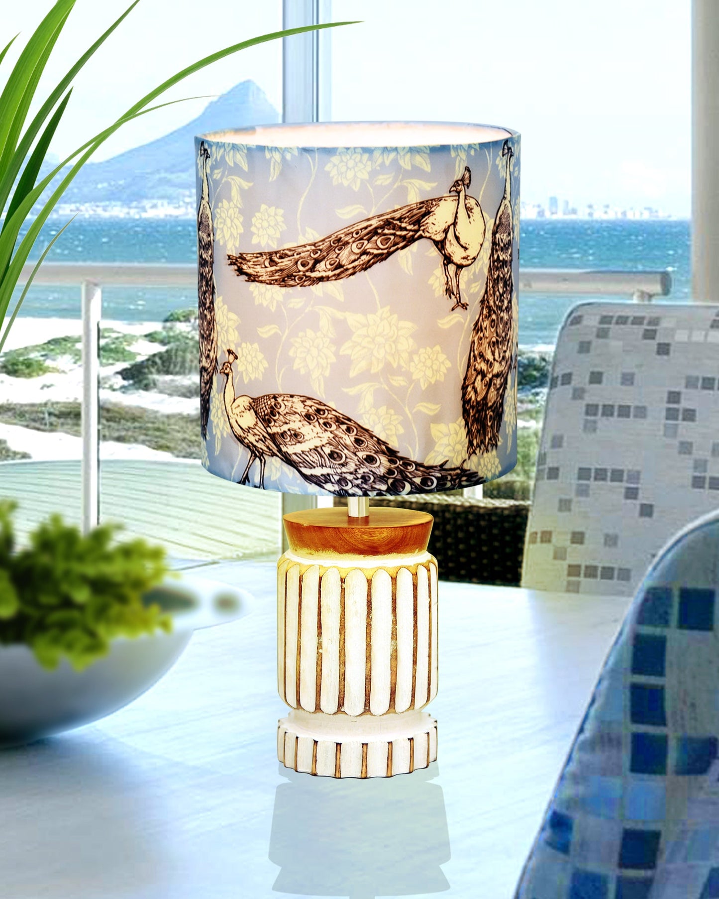 Homesake® Retro Farmhouse Table Lamp Wooden Base for Living Room Bedroom Rustic Linen Bedside Nightstand Lamps for Kids Room Study Office Home Decor Metal Shade