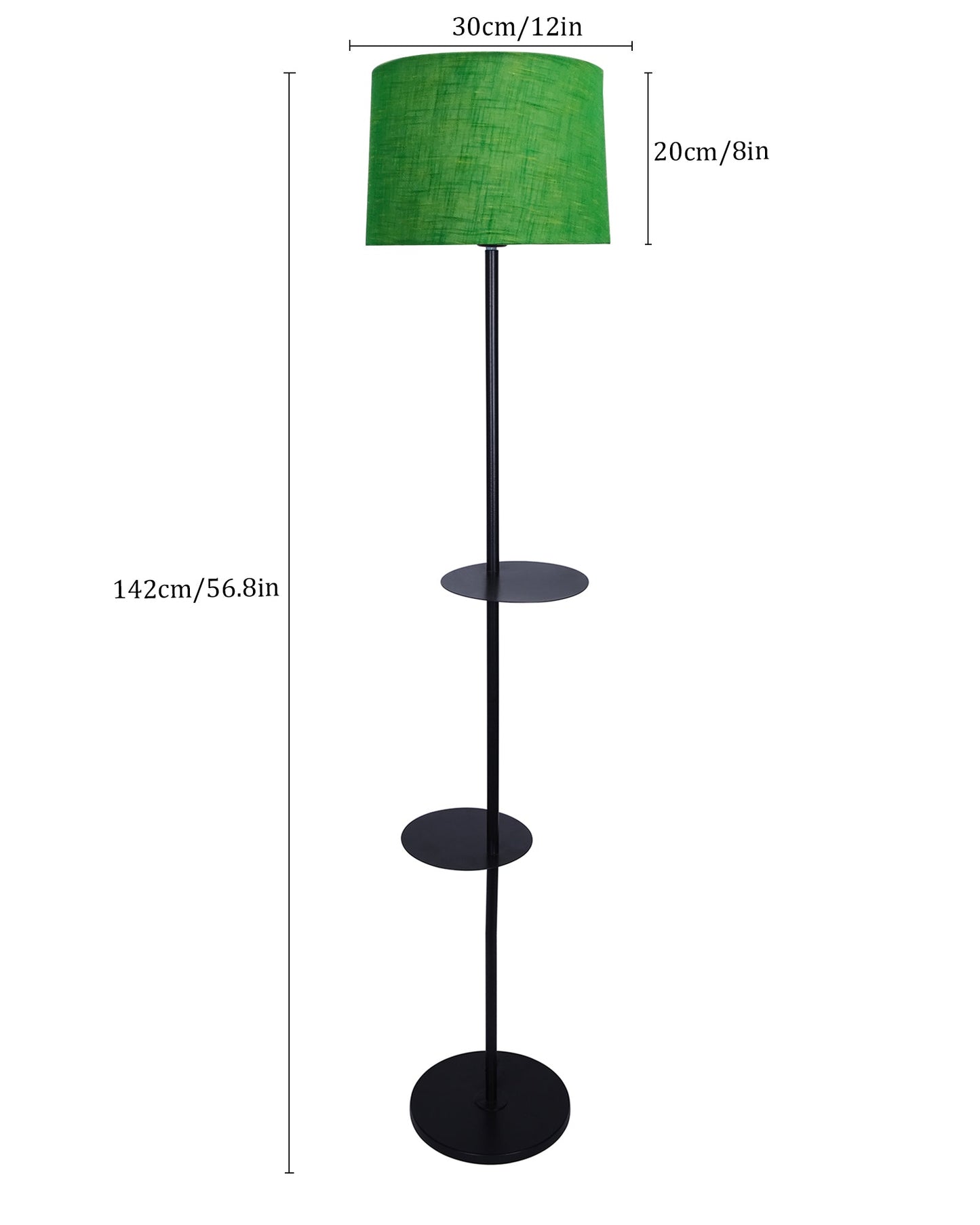 Dual Shelf Floor Lamp with Fabric Shade ,Nightstand Reading Floor Lamp with Shelves.