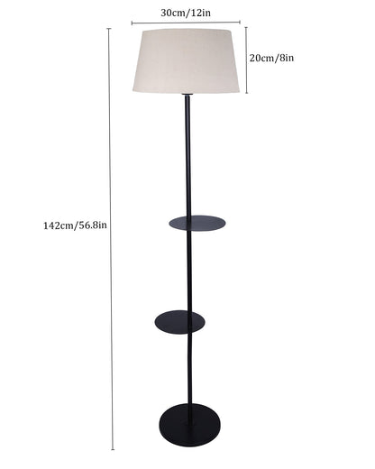 Dual Shelf Floor Lamp with Fabric Shade ,Nightstand Reading Floor Lamp with Shelves.