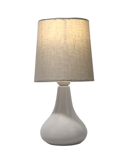 Bedside Ceramic Table Lamp, Classic Desk lamp for Living Room Bedroom, Farmhouse Nightstand Lamps Teardrop with Sage Fabric Shade