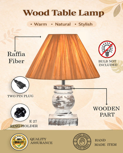 Small Table Lamp for Bedroom Living Room Simple Retro Wood Grain Farmhouse Bedside Lamps Suitable for Nightstand, Gift, Trophy