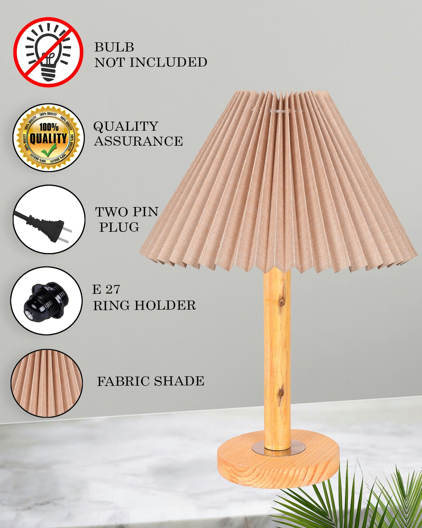 Pinewood Table Lamps for Nightstand, Fabric Linen Lampshade Desk Lamp, Morden Minimalist Bedside Lamps, Bedroom Nightstand Lamp Living Room,Kids Room