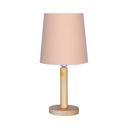 Pinewood Table Lamps for Nightstand, Fabric Linen Lampshade Desk Lamp, Morden Minimalist Bedside Lamps, Bedroom Nightstand Lamp Living Room,Kids Room