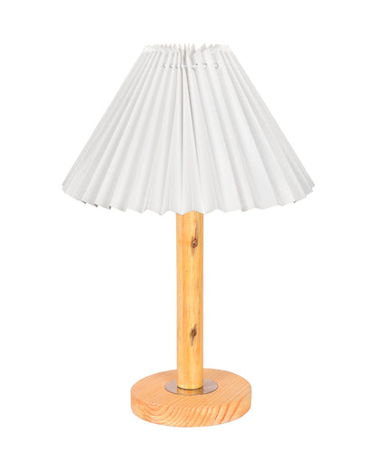 Pinewood Table Lamps for Nightstand, Fabric Linen Lampshade Desk Lamp, Morden Minimalist Bedside Lamps, Bedroom Nightstand Lamp Living Room,Kids Room