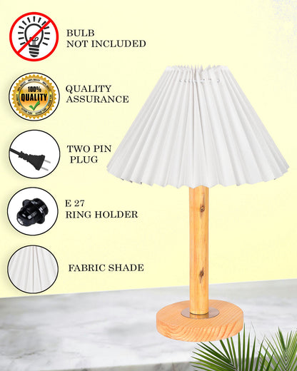 Pinewood Table Lamps for Nightstand, Fabric Linen Lampshade Desk Lamp, Morden Minimalist Bedside Lamps, Bedroom Nightstand Lamp Living Room,Kids Room