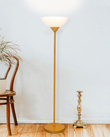 Sky Ribbed Dome Standing Lamps with Acrylic Shade,Modern Floor Lamp for Living Room, Bedrooms, Office  Straight