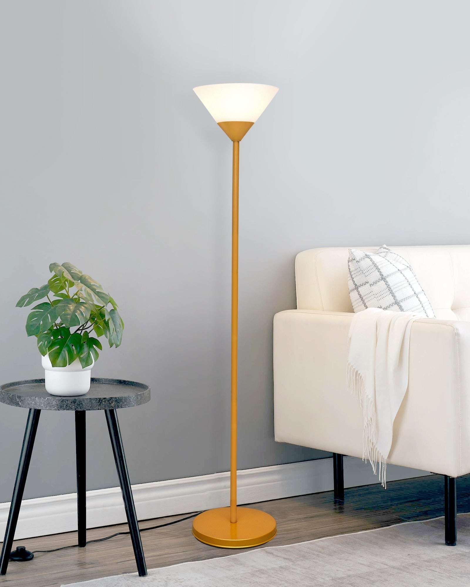 Sky Inverted Standing Lamps with Acrylic Shade,Modern Floor Lamp for Living Room, Bedrooms, Office  Straight Black