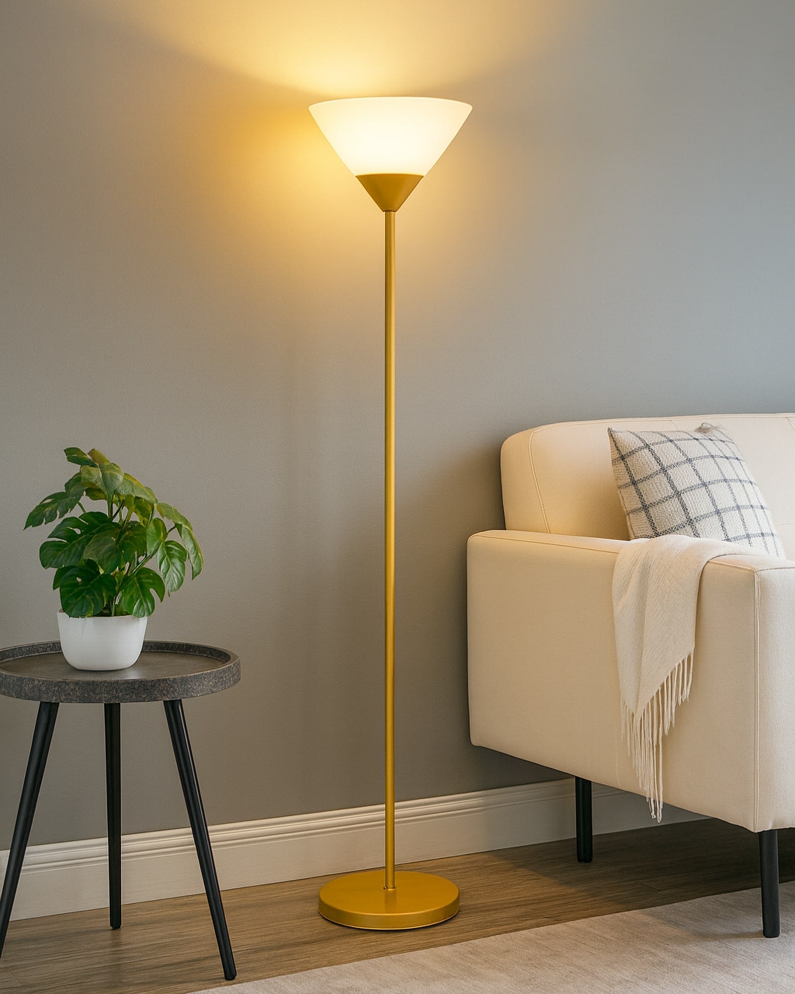 Sky Inverted Standing Lamps with Acrylic Shade,Modern Floor Lamp for Living Room, Bedrooms, Office  Straight Black