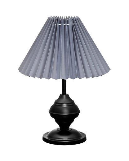 Bedside Black Metal Table Lamp with Fabric Shade, E27 holder, Urn, Pleated Shade