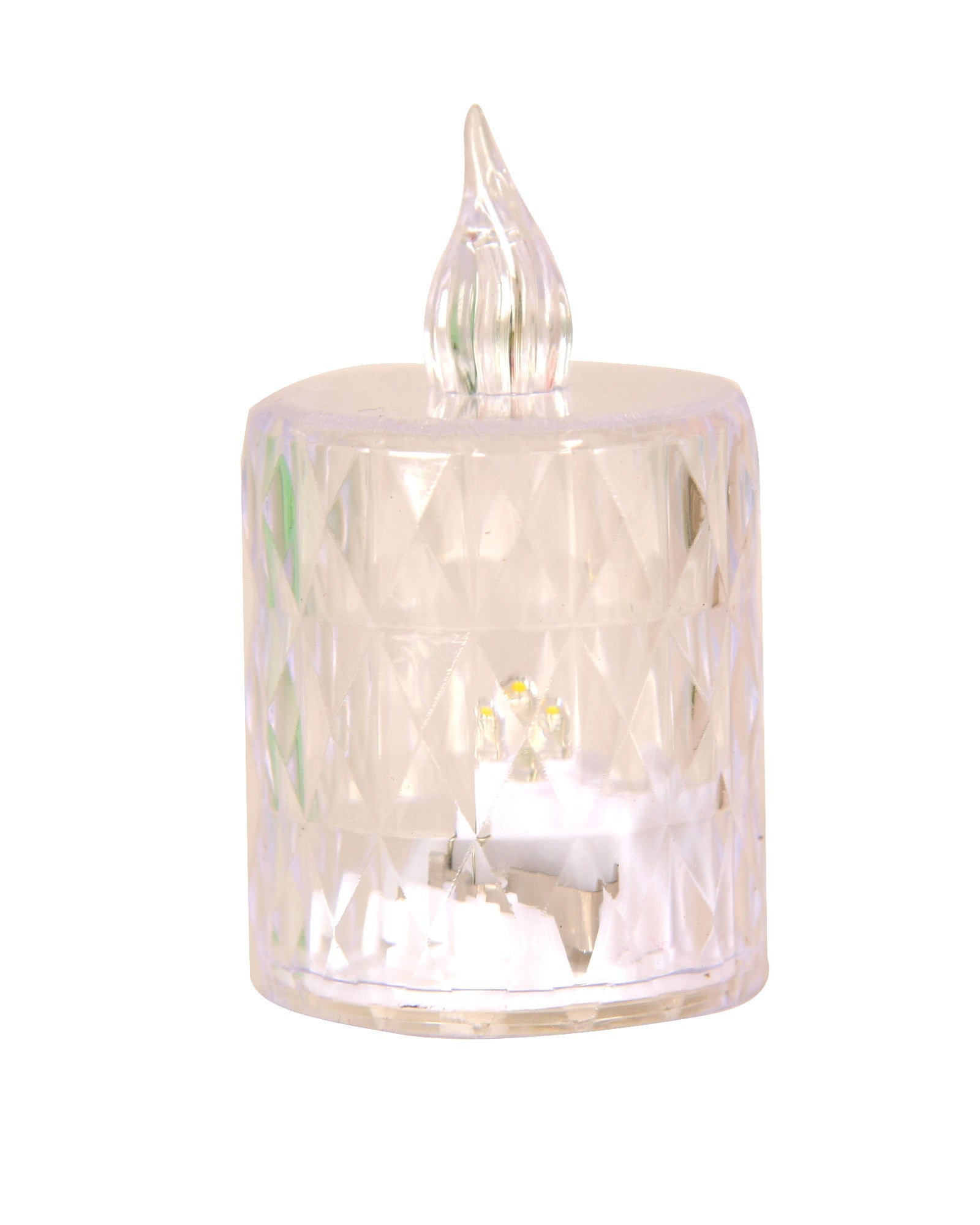 Flameless Crystal Candle, Diamond-Shape Candle, 6 Pieces Tea Lights, Warm White, for Weddings, Tables, Diwali, Christmas (1.5" 3.1")