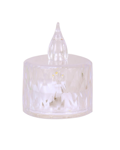 Flameless Crystal Candle, Diamond-Shape Candle, 6 Pieces Tea Lights, Warm White, for Weddings, Tables, Diwali, Christmas (1.5" 3.1")