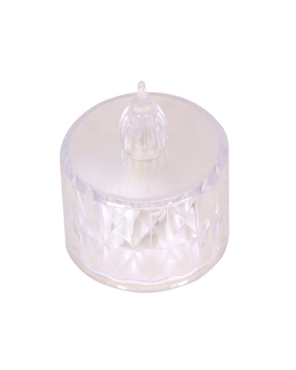 Flameless Crystal Candle, Diamond-Shape Candle, 6 Pieces Tea Lights, Warm White, for Weddings, Tables, Diwali, Christmas (1.5" 3.1")